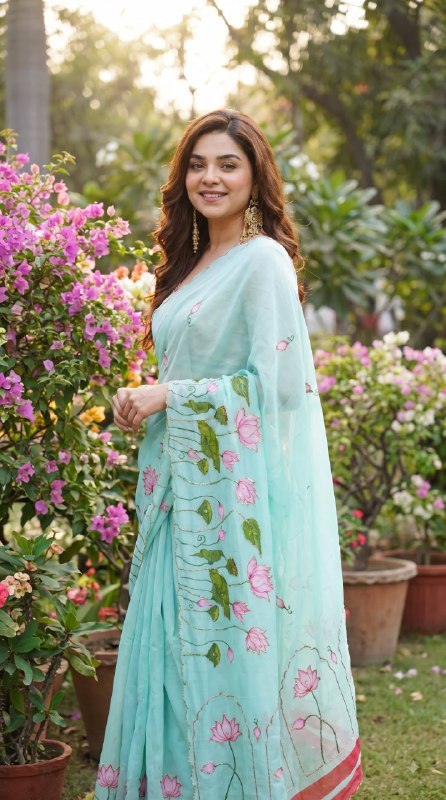 Premium designer Soft pure Georgette handwork sarees