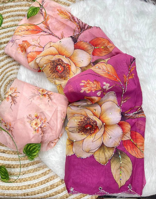 Premium designer Soft Chinon silk saree
