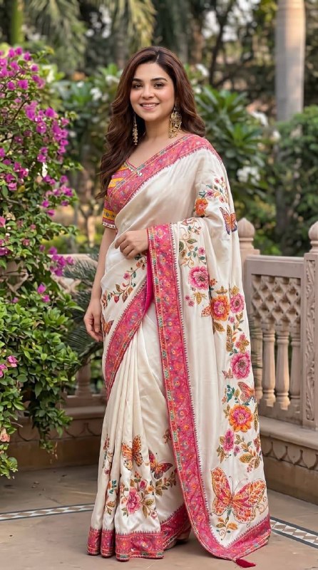 Premium designer Soft Chinon silk saree