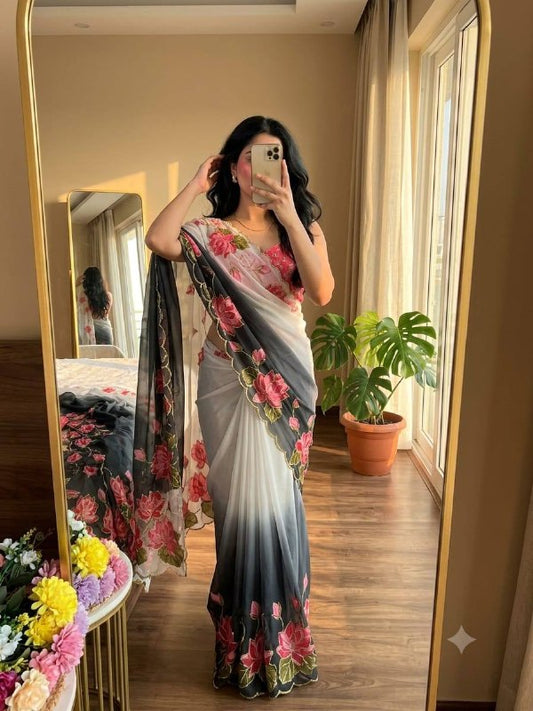 Premium designer Soft pure Georgette handwork sarees