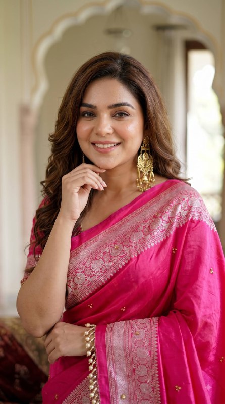 Premium designer Soft Chinnon with beautiful print Saree