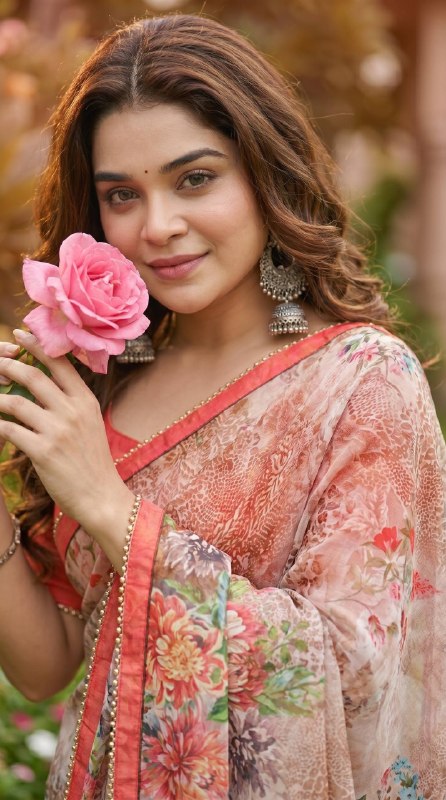 Digital Print with pearl lace border Saree
