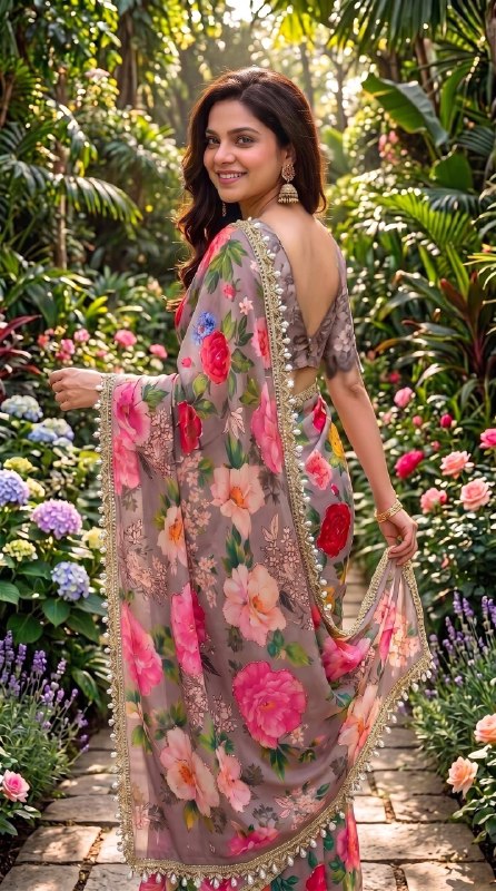 Premium designer Soft pure Georgette handwork sarees