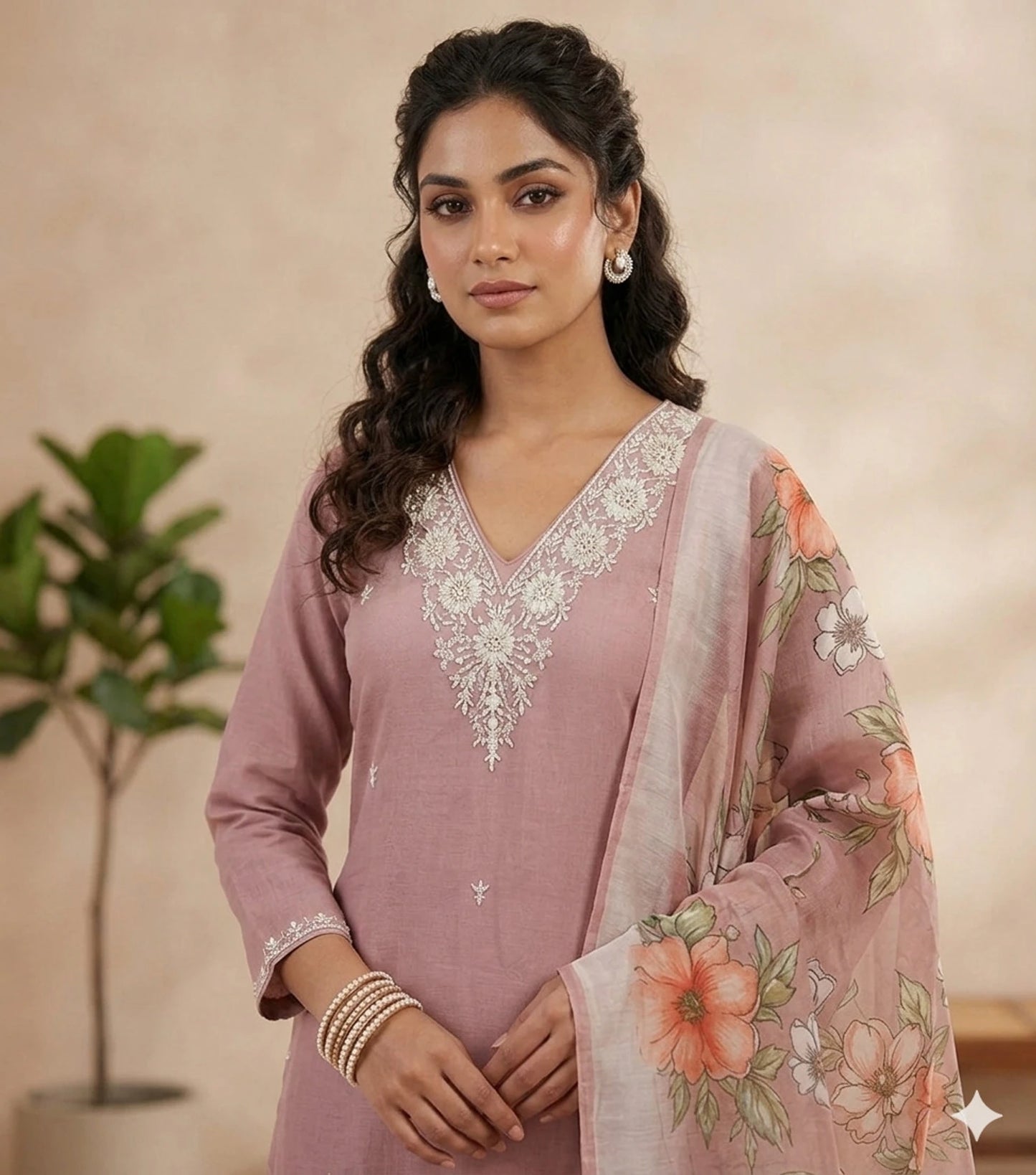 Women Cotton Rayon Kurta Pant Dupatta Set