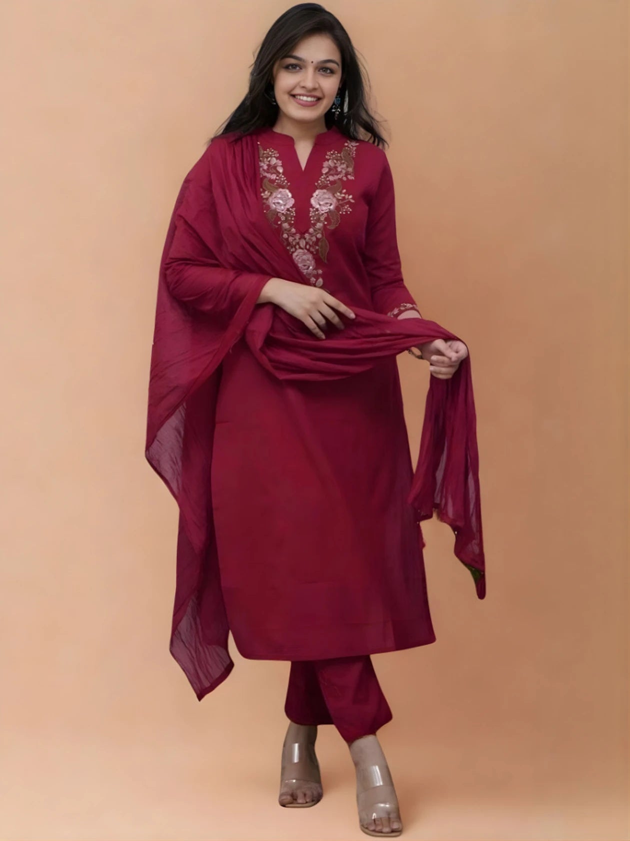 Fashion Women Embroidered Kurta, Trouser/Pant & Dupatta Set