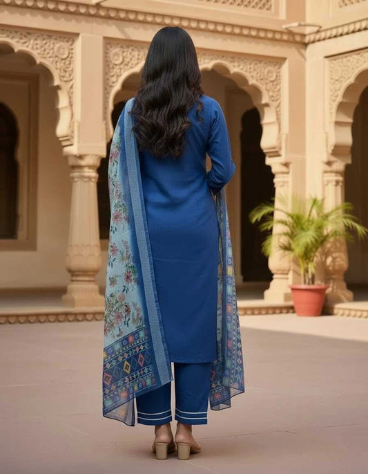 Fashion Women Embroidered Kurta, Trouser/Pant & Dupatta Set