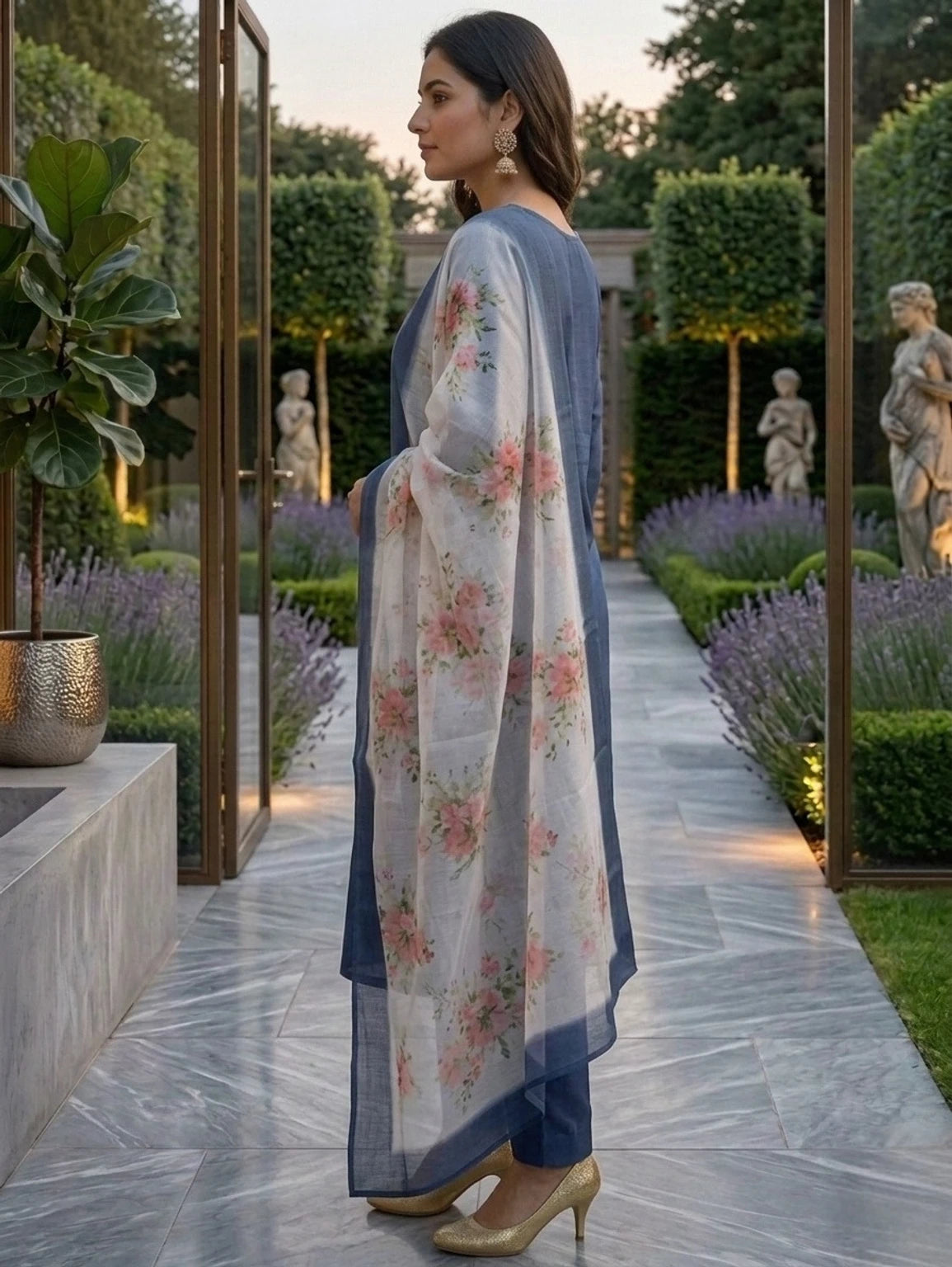 FASHION Women Cotton Rayon Kurti Pant Dupatta Set