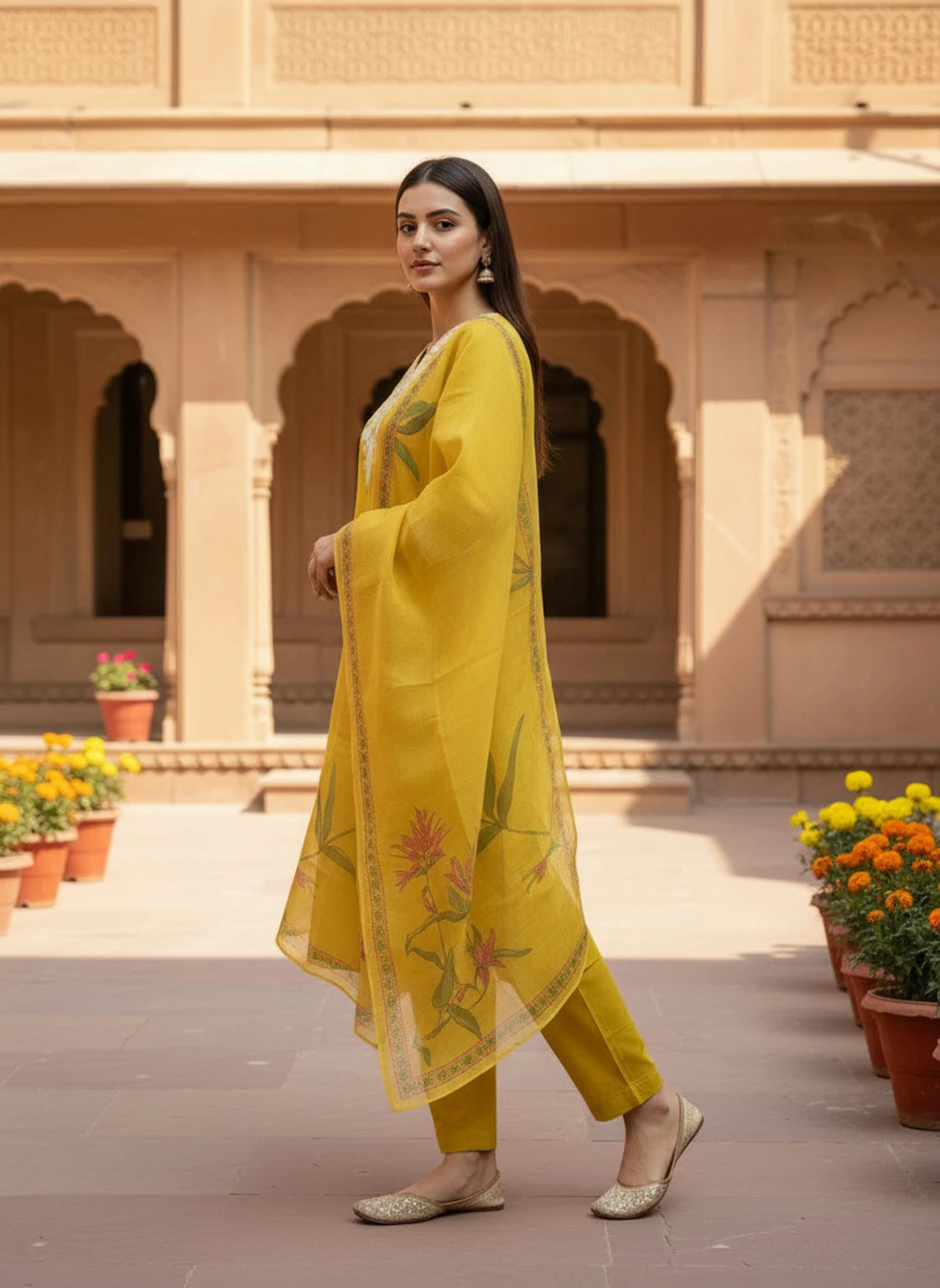 FASHION Embroidered Kurta, Trouser/Pant & Dupatta Set