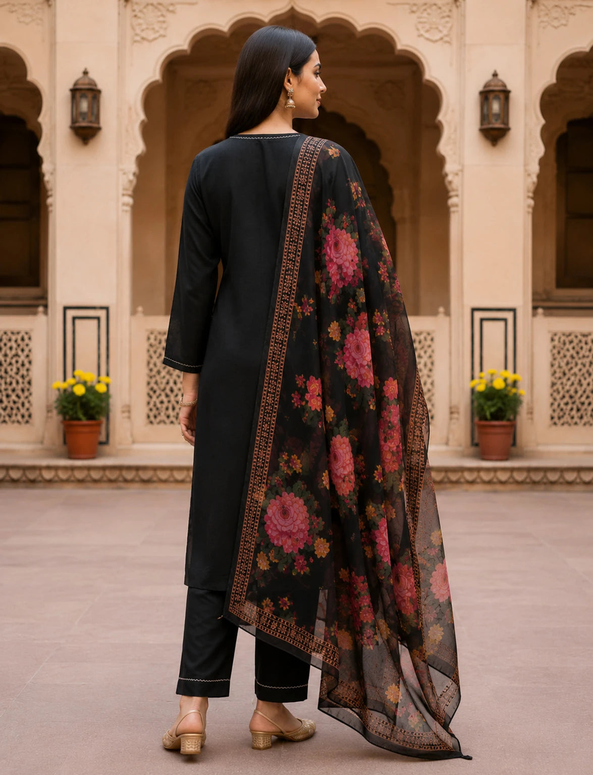 FASHION Embroidered Kurta, Trouser/Pant & Dupatta Set