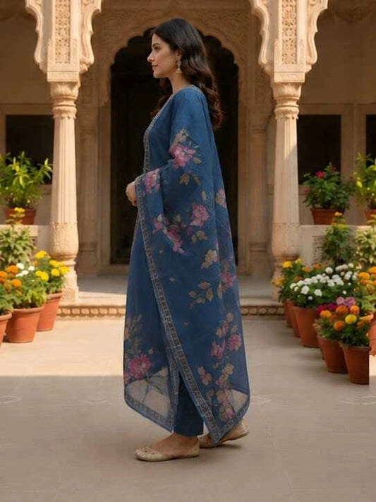FASHION Embroidered Kurta, Trouser/Pant & Dupatta Set
