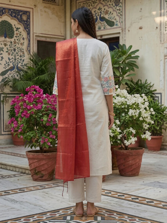 FASHION Embroidered Kurta, Trouser/Pant & Dupatta Set