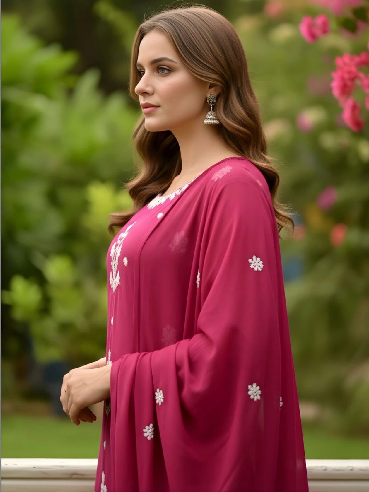 Women Viscose Rayon Kurti Palazzo Dupatta Set