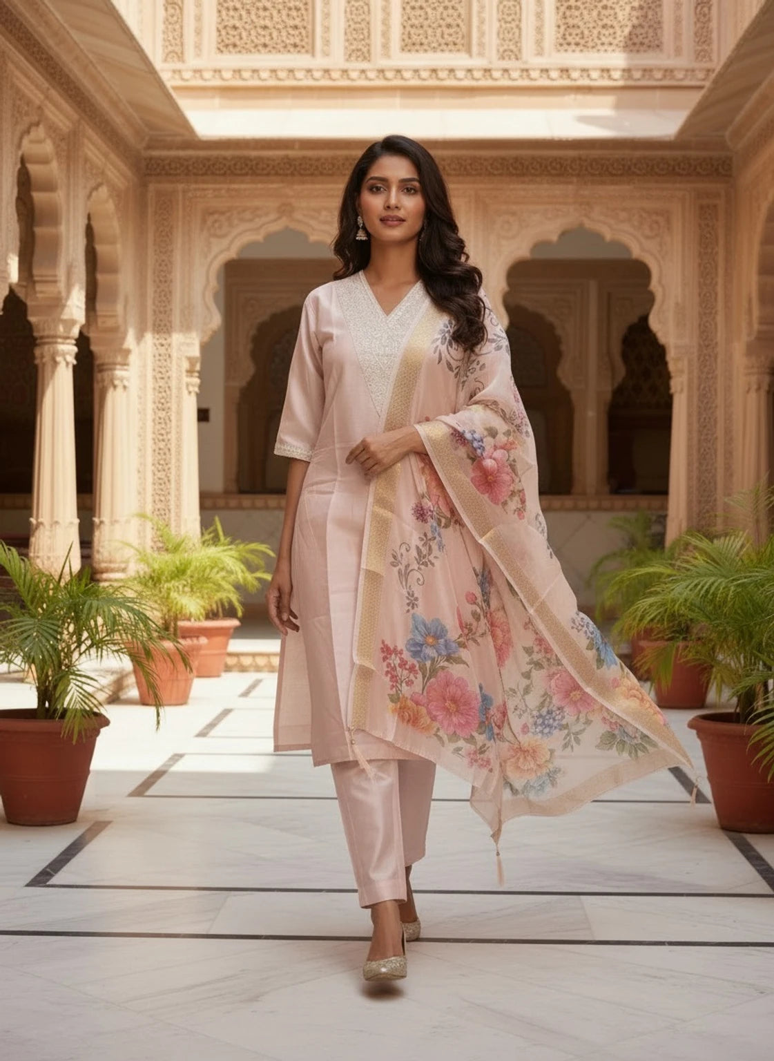 FASHION Embroidered Kurta, Trouser/Pant & Dupatta Set