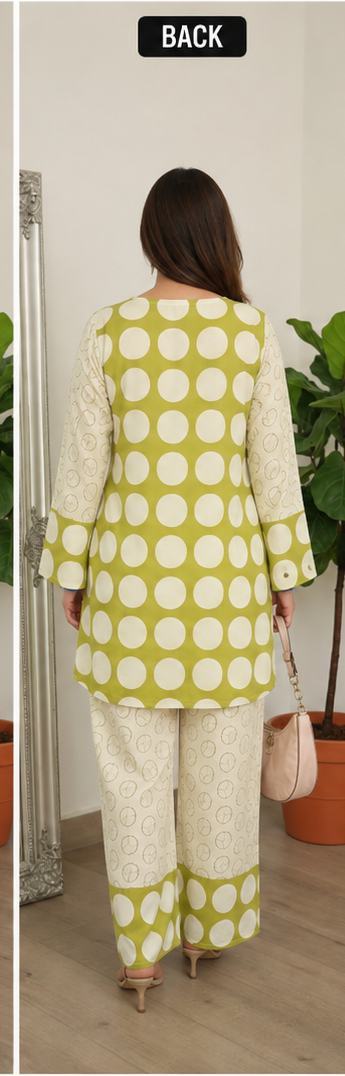 Lime Green Polka - Imported Rayon