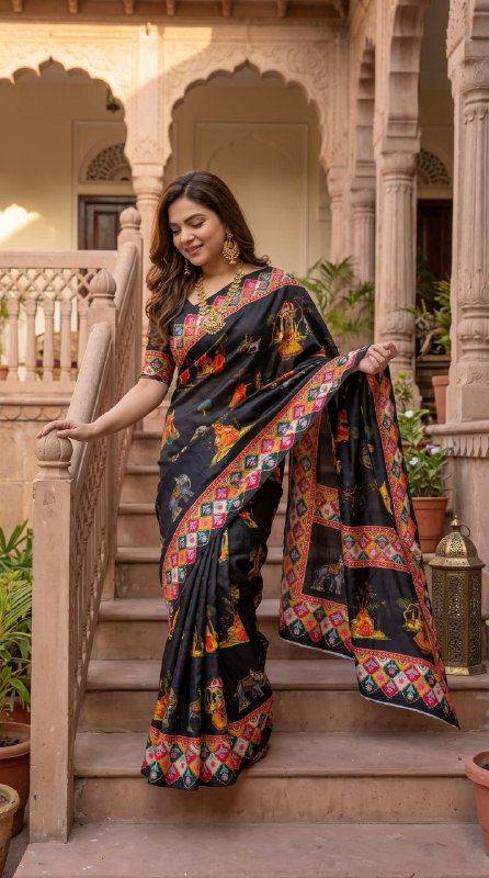 Premium designer Soft Chinon silk saree
