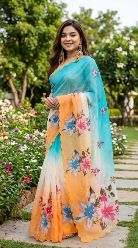 Soft pure Georgette handwork sarees