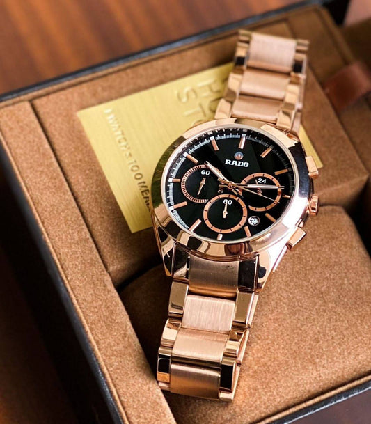 Rado HyperChrome Rose Gold Black Dial Chronograph Men's Watch