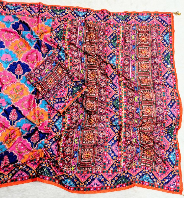 Premium designer Soft Chinnon with beautiful print sarees