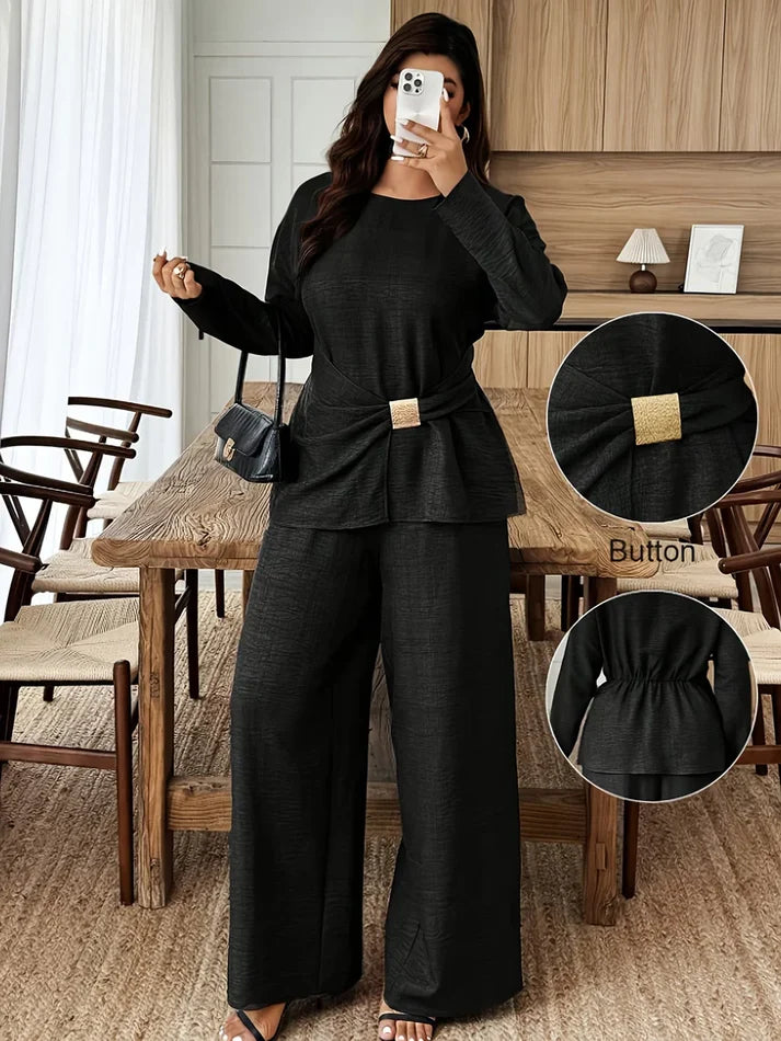 Elegant Pleated Waist Tie Co-Ord Set