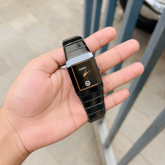 Rado Black Dial Ciramic Belt Watch For Men's