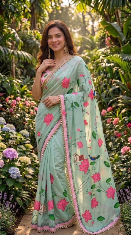 Premium designer Soft pure Georgette handwork sarees