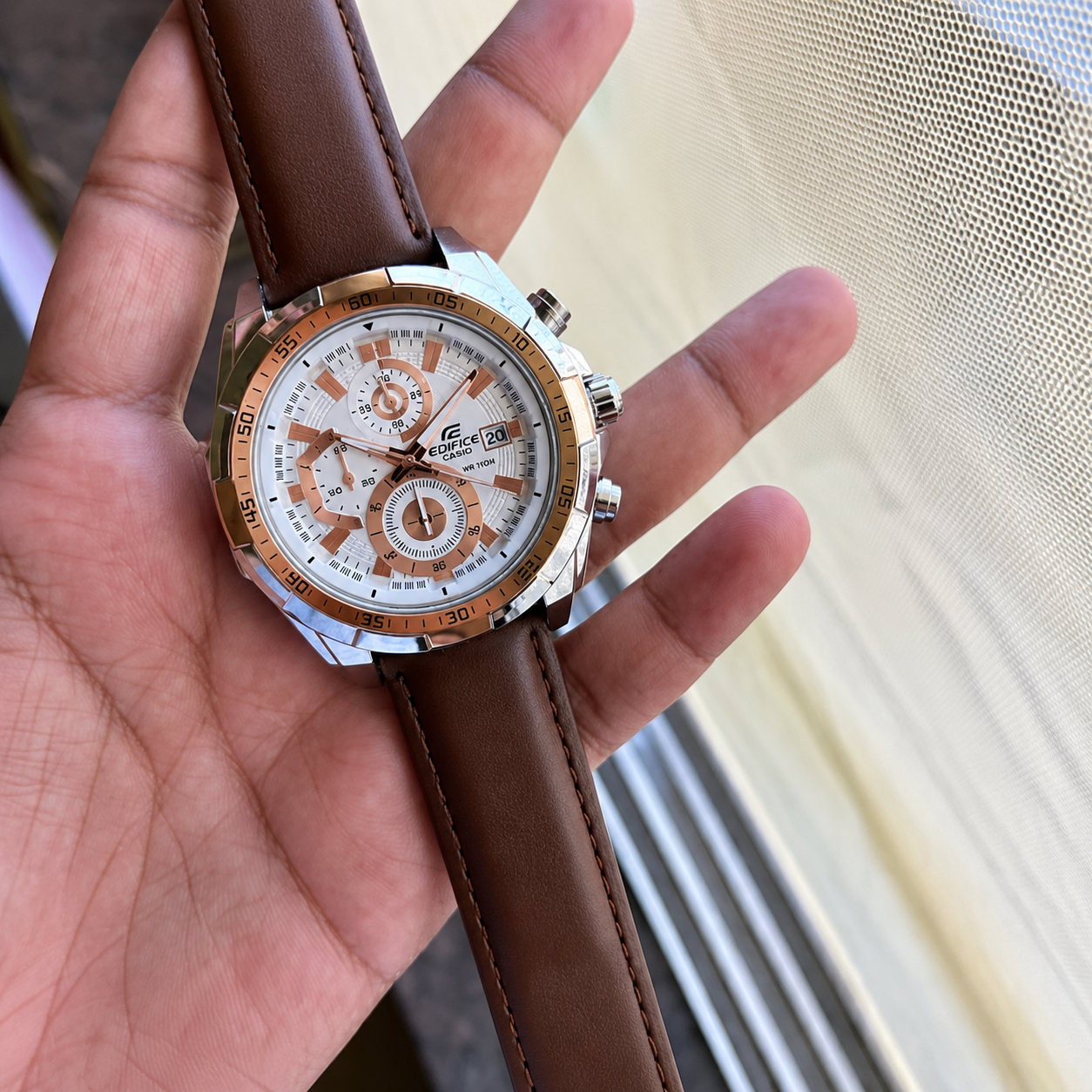 Casio Edifice White Dial Chronograph For Men's Watch