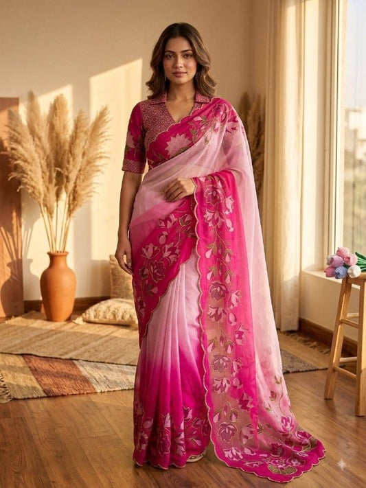 Premium designer Soft pure Georgette handwork sarees