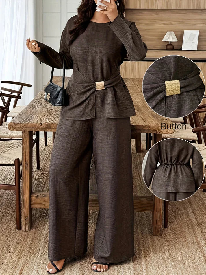 Elegant Pleated Waist Tie Co-Ord Set