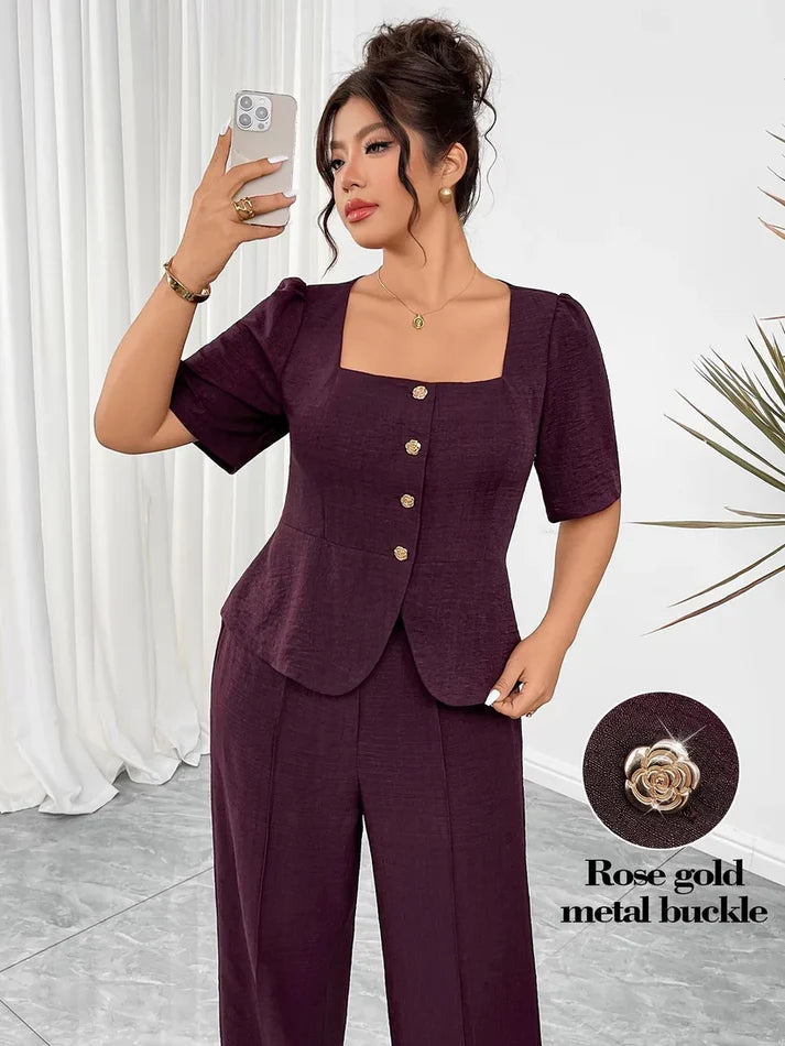 RoseAura Plus Size Co-Ord Set