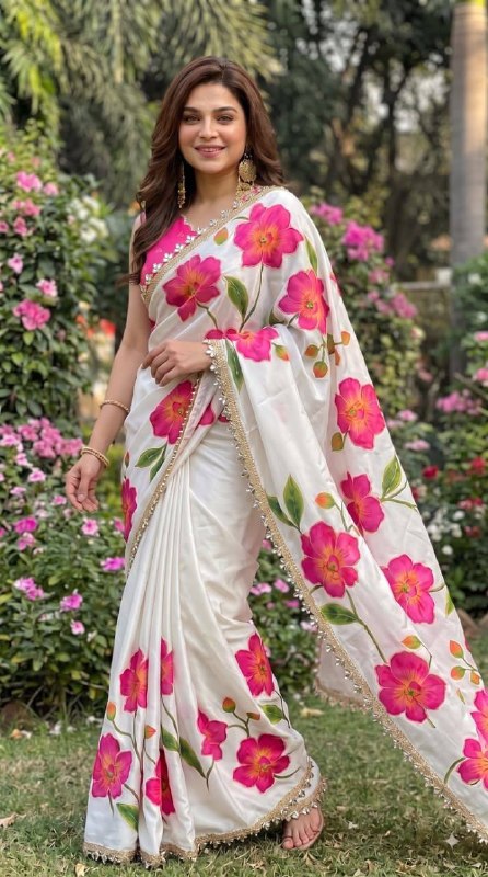 Premium designer Soft pure Georgette handwork sarees