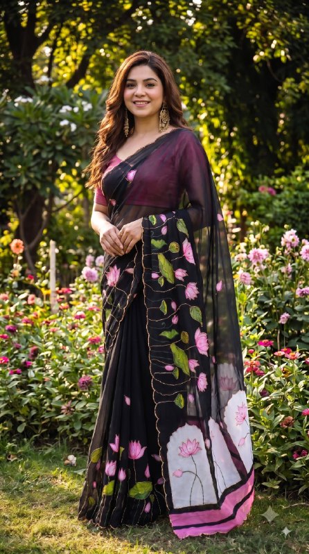Premium designer Soft pure Georgette handwork sarees