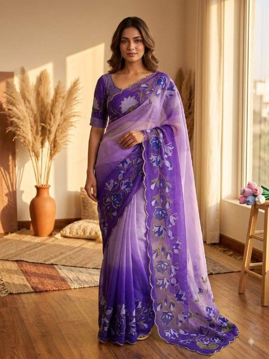Premium designer Soft pure Georgette handwork sarees