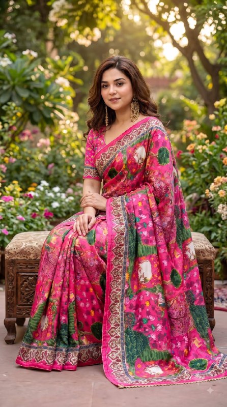 Premium designer Soft Chinon silk saree