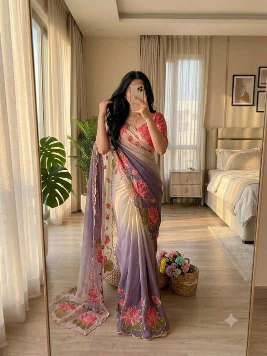 Premium designer Soft pure Georgette handwork sarees
