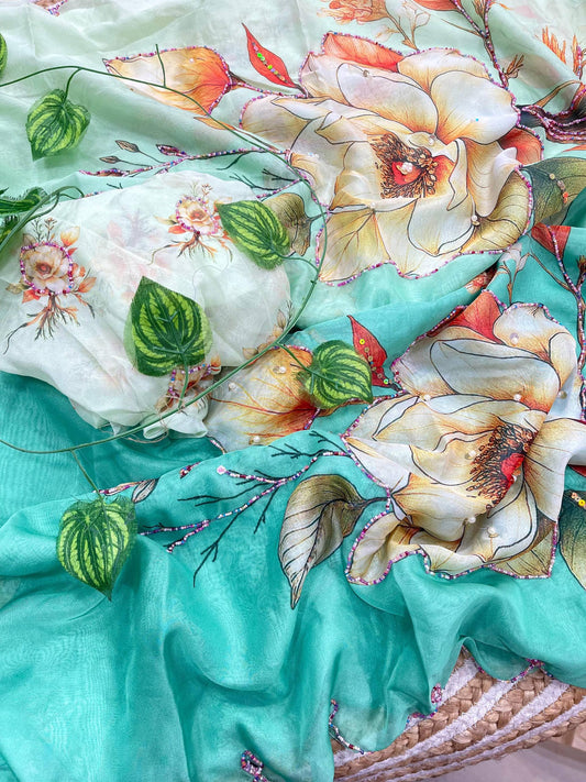 Premium designer Soft Chinon silk saree