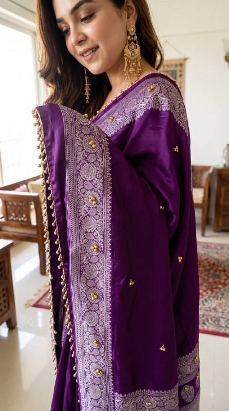 Premium designer  Soft Chinnon with beautiful print Saree