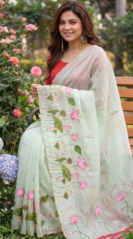 Premium designer Soft pure Georgette handwork sarees
