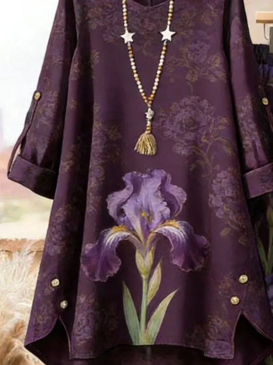 Iris Flower New Retro Women's Relaxed Fit
