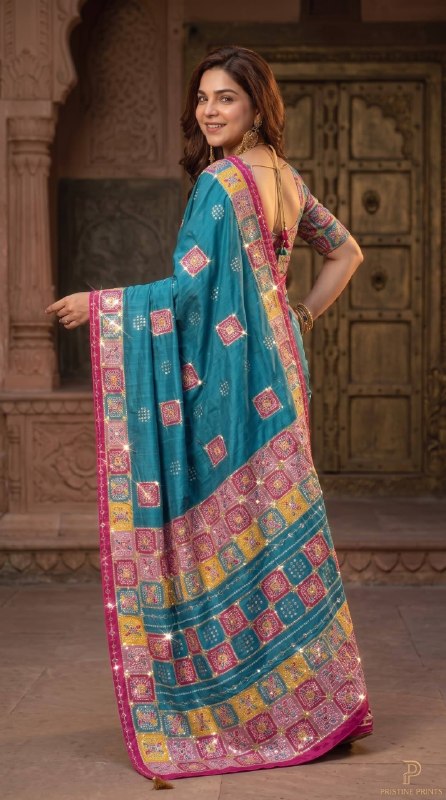 Premium designer Soft Chinon silk saree