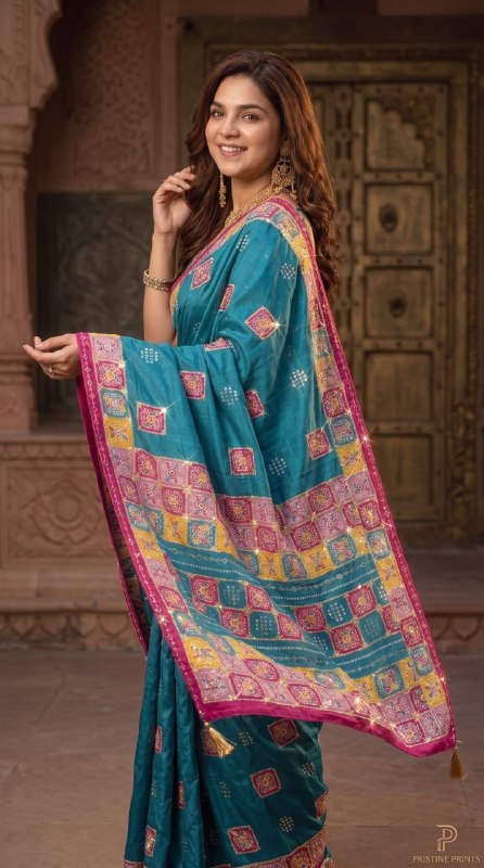 Premium designer Soft Chinon silk saree