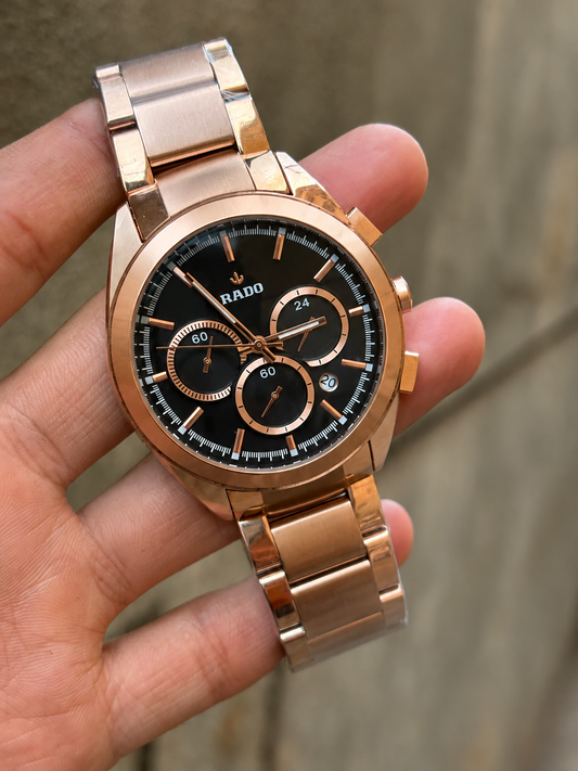Rado HyperChrome Rose Gold Black Dial Chronograph Men's Watch