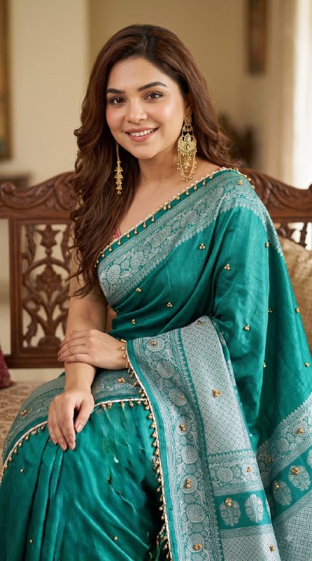 Premium designer  Soft Chinnon with beautiful print Saree