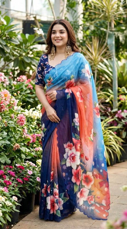 Soft pure Georgette handwork sarees