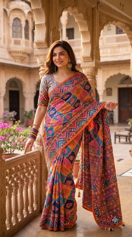 Premium designer Soft Chinnon with beautiful print sarees