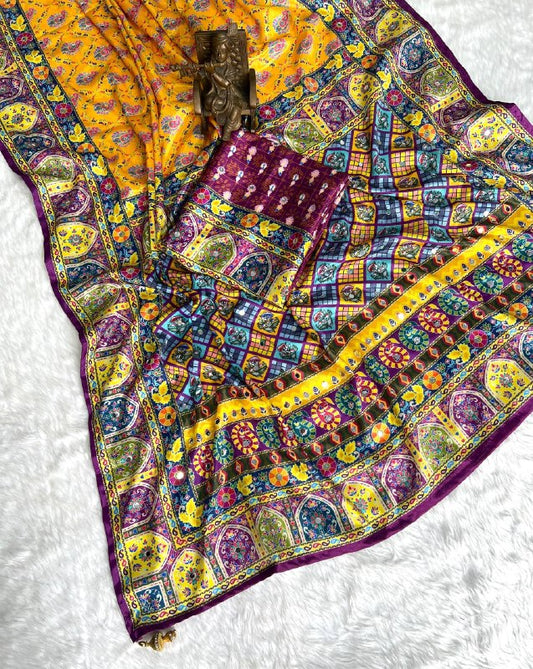 Premium designer Soft Chinon silk saree