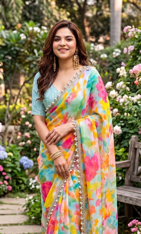 Premium designer Soft pure Georgette handwork sarees