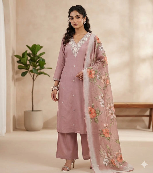 Women Cotton Rayon Kurta Pant Dupatta Set