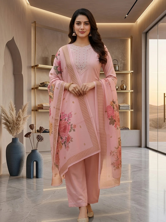 fashion Floral Print Kurta, Trouser/Pant & Dupatta Set