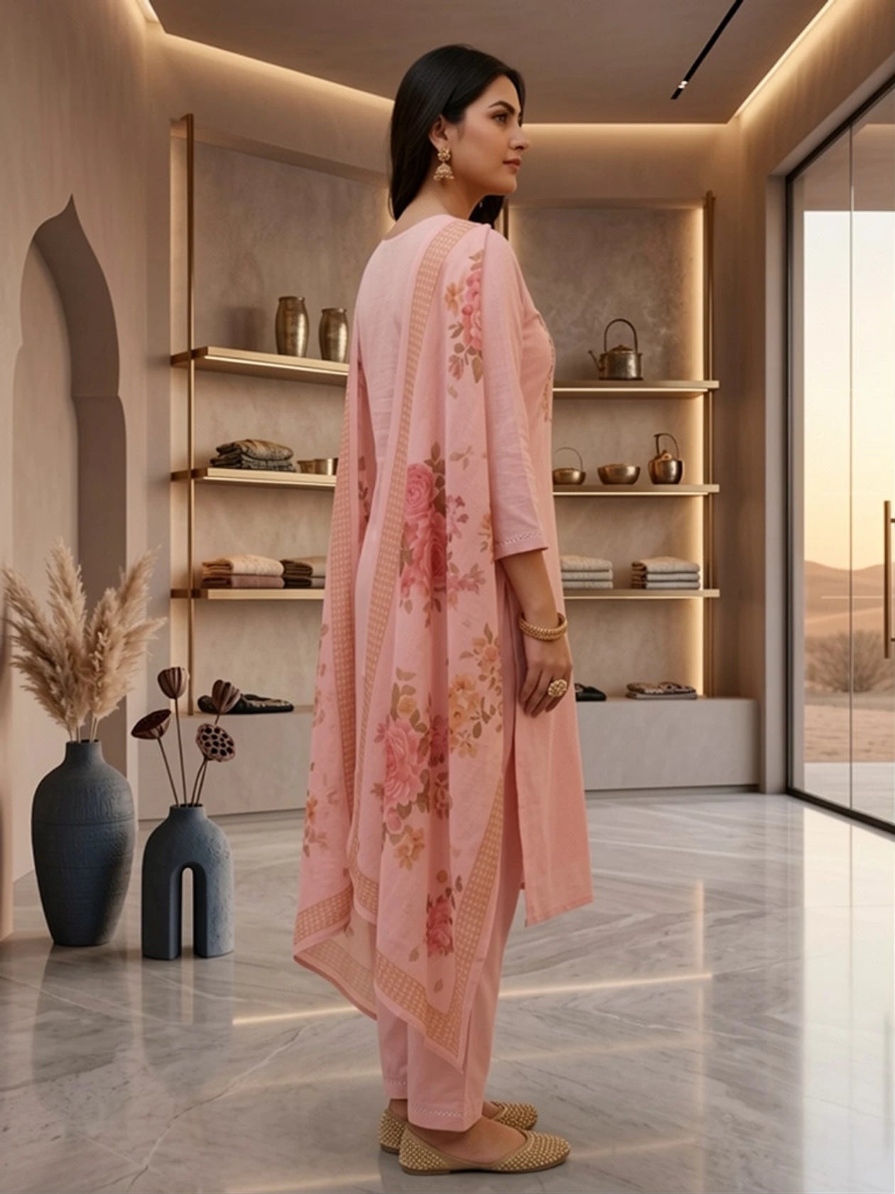 fashion Floral Print Kurta, Trouser/Pant & Dupatta Set