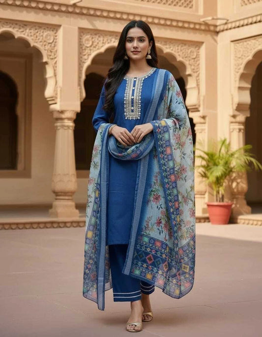 Fashion Women Embroidered  Kurta, Trouser/Pant & Dupatta Set